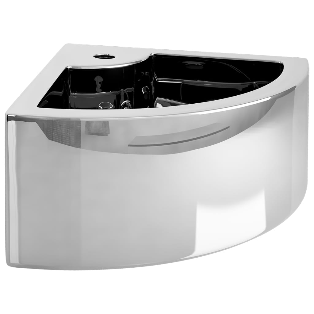 Wash Basin with Overflow 45x32x12.5 cm Ceramic Silver - Bend