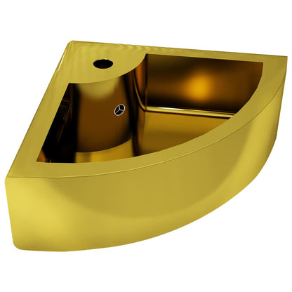 Wash Basin with Overflow 45x32x12.5 cm Ceramic Gold