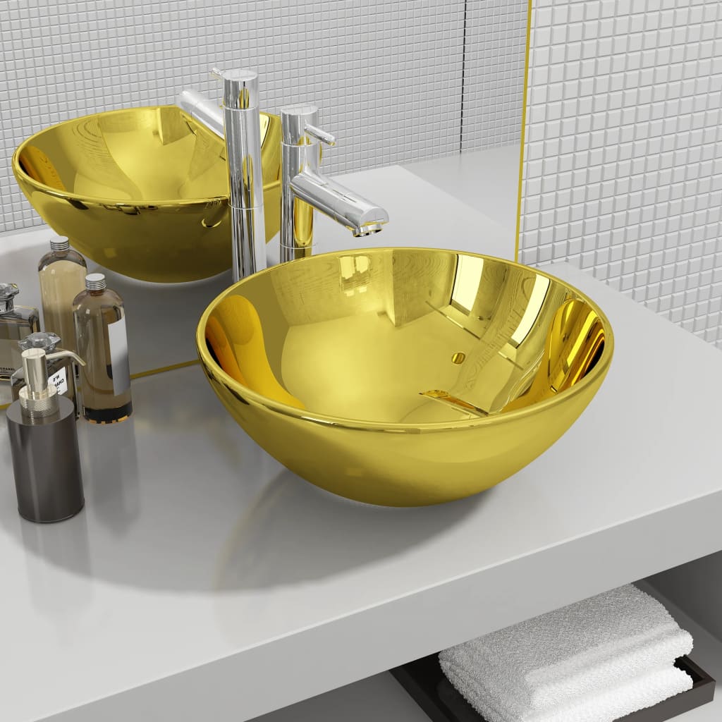 Wash Basin 32.5x14 cm Ceramic Gold - Bend