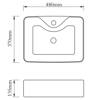 Wash Basin with Faucet Hole 48x37x13.5 cm Ceramic Silver