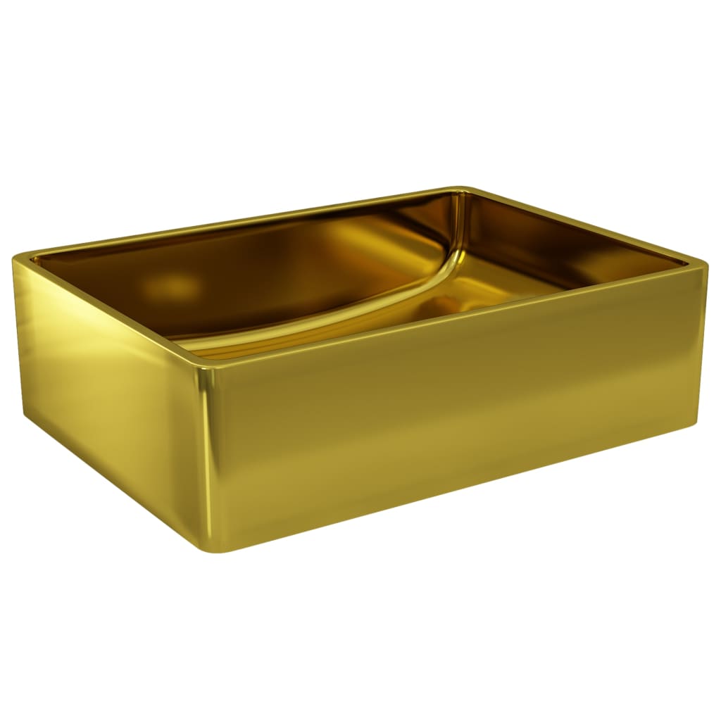 Wash Basin 41x30x12 cm Ceramic Gold - Bend