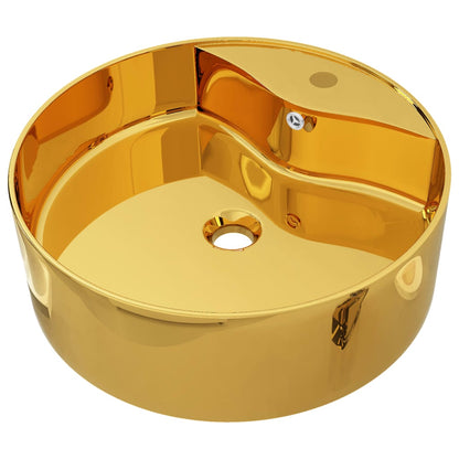 Wash Basin with Overflow 46.5x15.5 cm Ceramic Gold - Bend