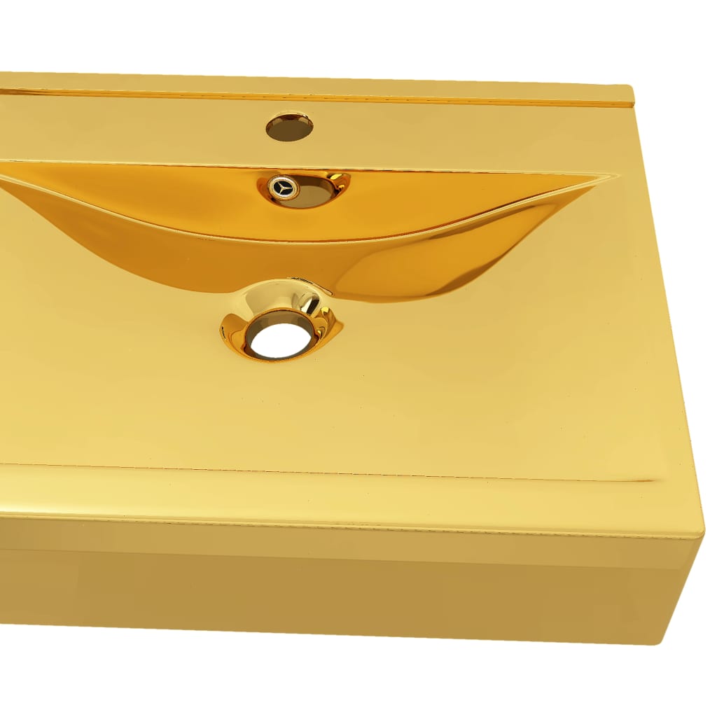 Wash Basin with Overflow 60x46x16 cm Ceramic Gold - Bend