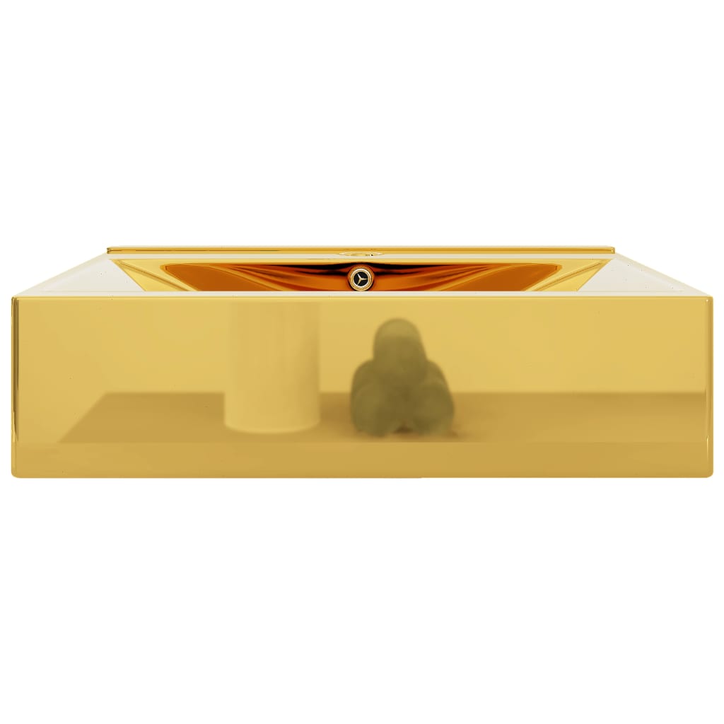 Wash Basin with Overflow 60x46x16 cm Ceramic Gold - Bend