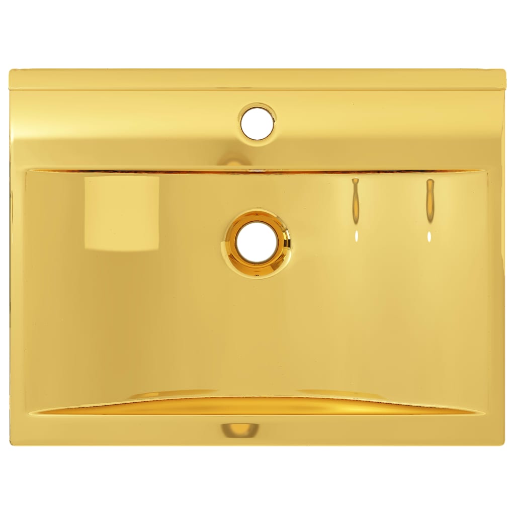 Wash Basin with Overflow 60x46x16 cm Ceramic Gold - Bend