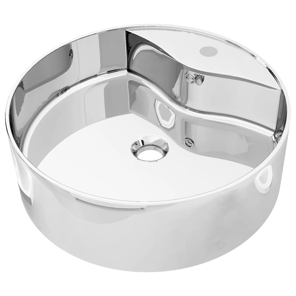 Wash Basin with Overflow 46.5x15.5 cm Ceramic Silver - Bend