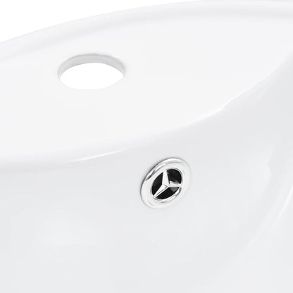 Wash Basin with Overflow 46.5x18 cm Ceramic White - Bend