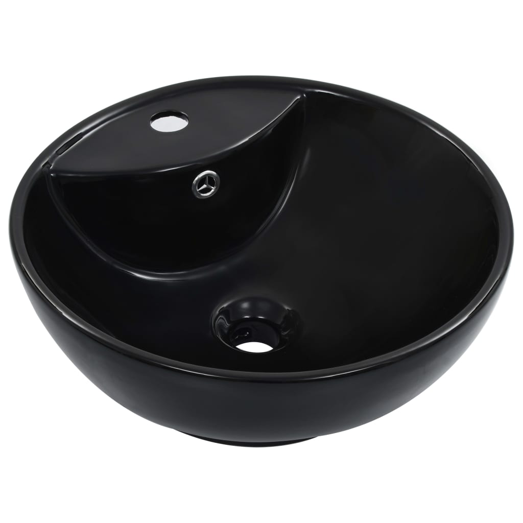 Wash Basin with Overflow 46.5x18 cm Ceramic Black - Bend