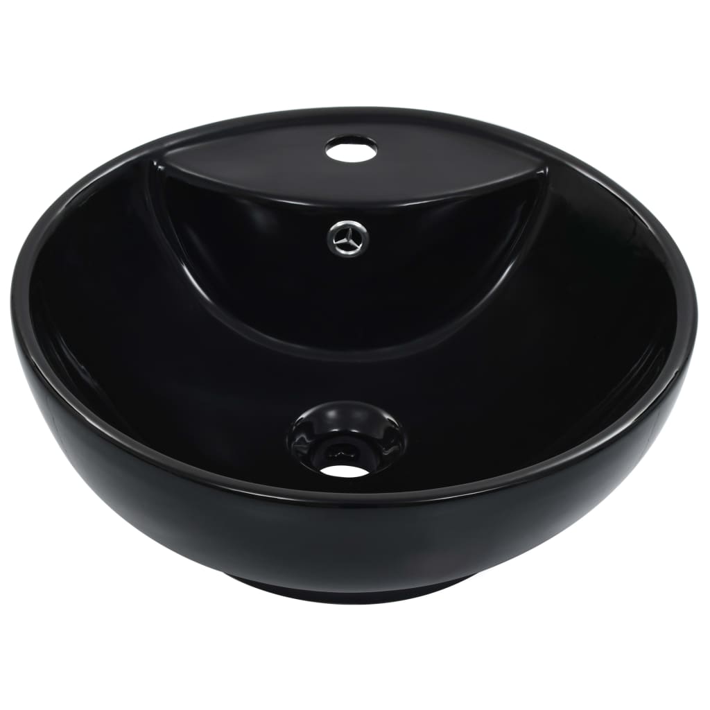 Wash Basin with Overflow 46.5x18 cm Ceramic Black - Bend