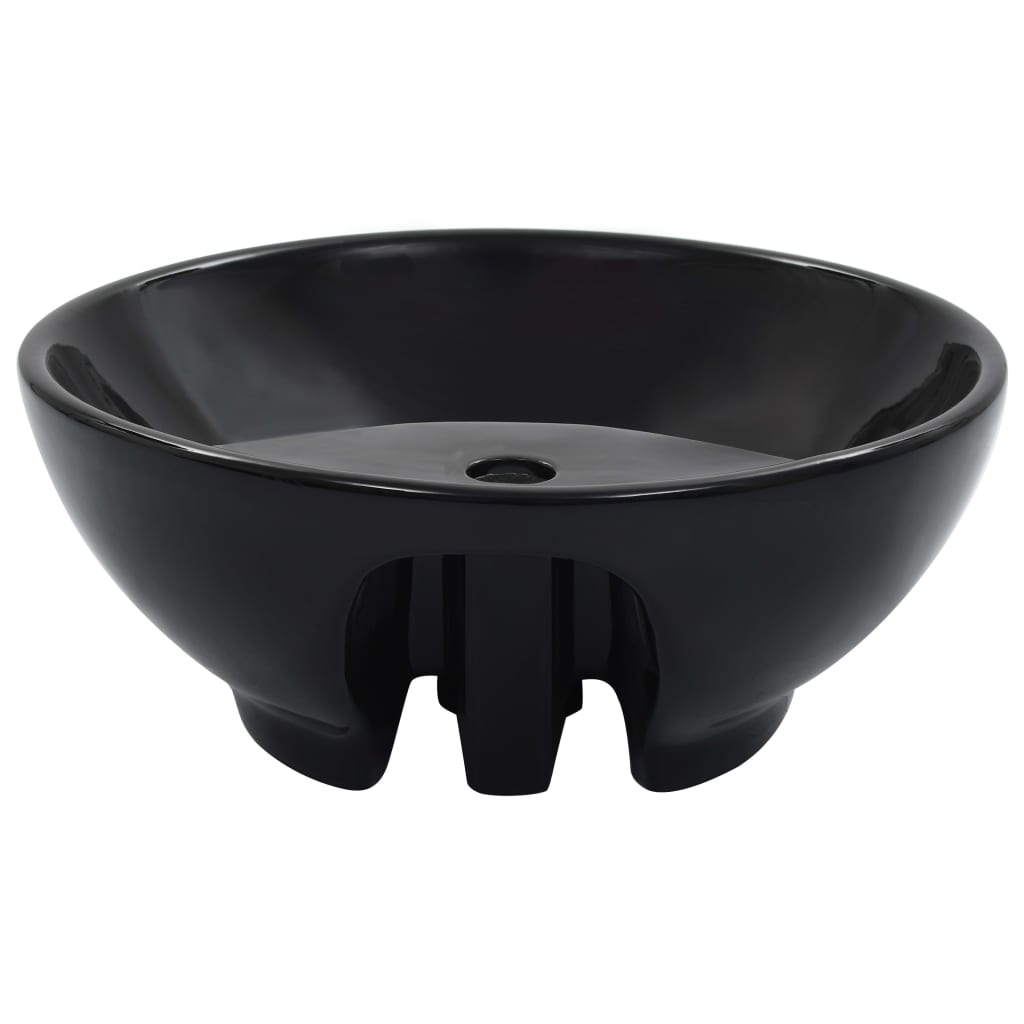 Wash Basin with Overflow 46.5x18 cm Ceramic Black - Bend