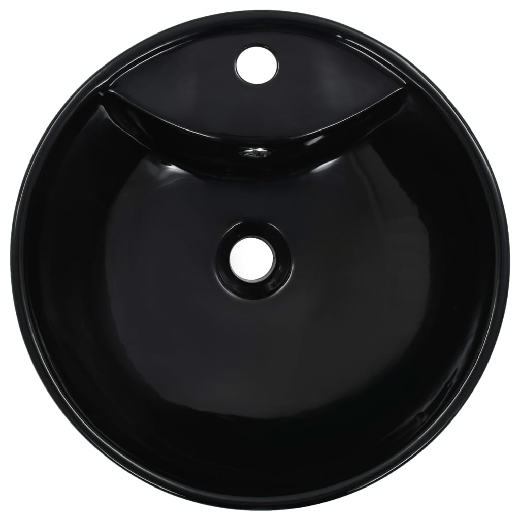 Wash Basin with Overflow 46.5x18 cm Ceramic Black - Bend