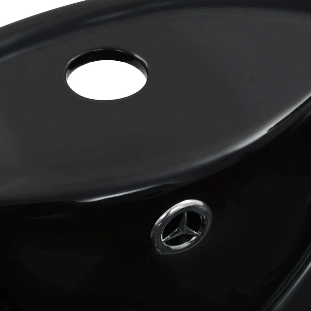 Wash Basin with Overflow 46.5x18 cm Ceramic Black - Bend