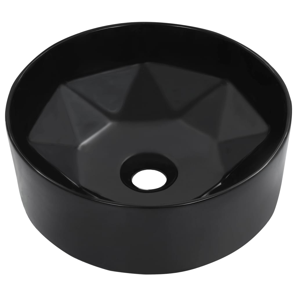 Wash Basin 36x14 cm Ceramic Black - Bend