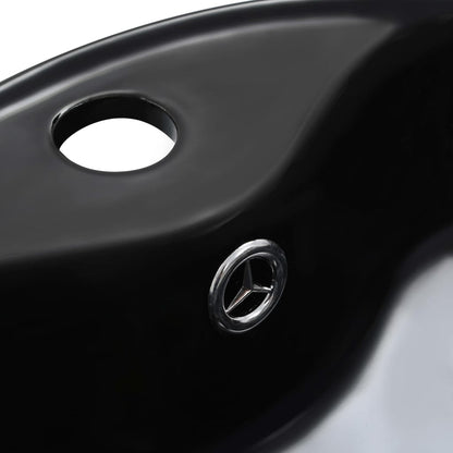 Wash Basin with Overflow 36x13 cm Ceramic Black