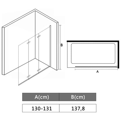 Folding Shower Enclosure 3 Panels ESG 130x138 cm