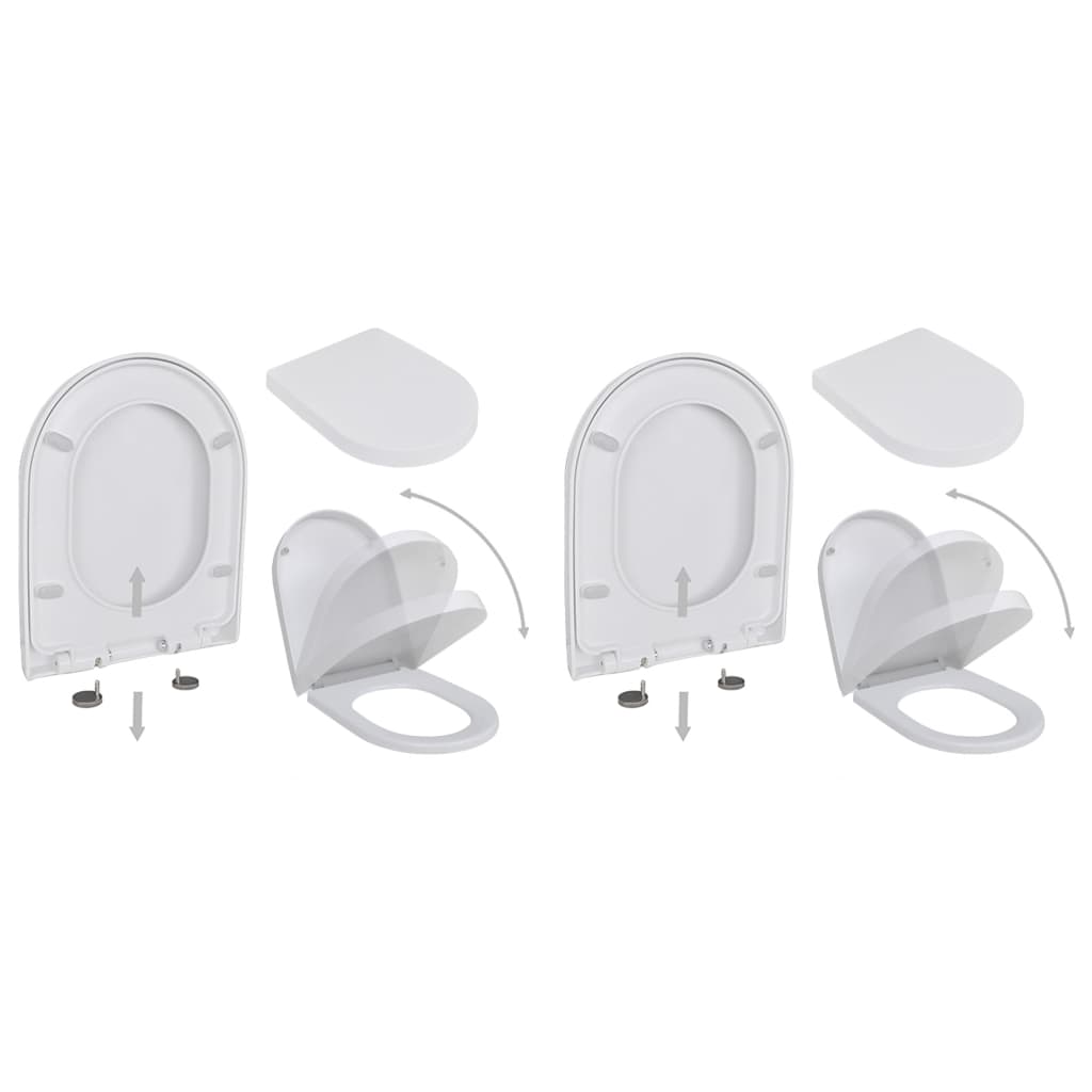 Toilet Seats with Soft Close Lids 2 pcs Plastic White - Bend