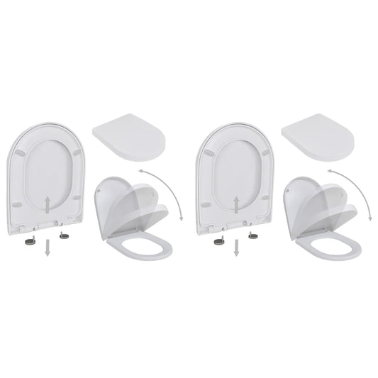 Toilet Seats with Soft Close Lids 2 pcs Plastic White - Bend