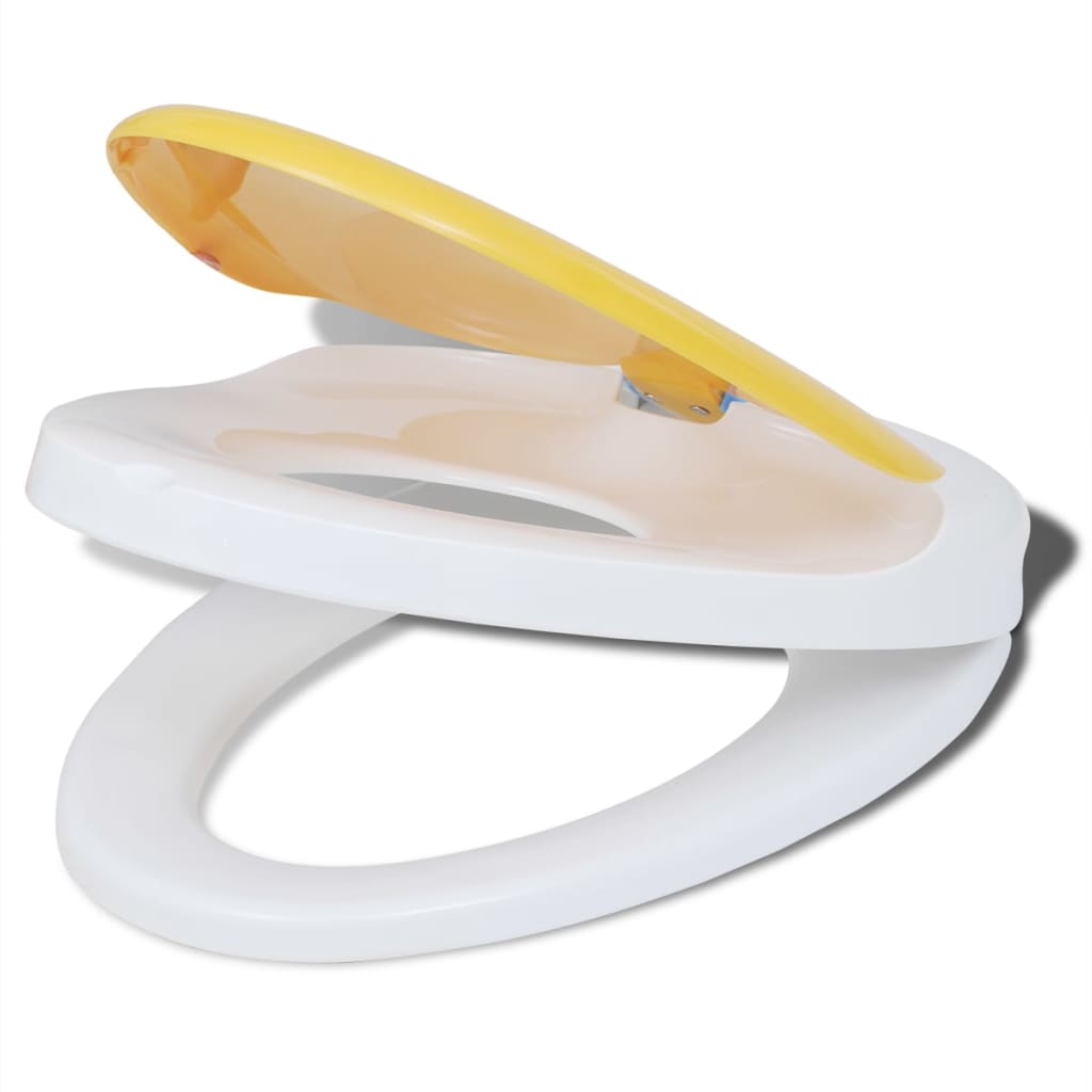 Toilet Seats with Soft Close Lids 2pcs Plastic White and Yellow - Bend