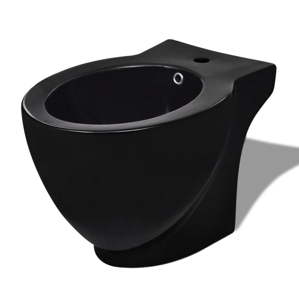 Round Bidet Stand Black High-quality Ceramic - Bend