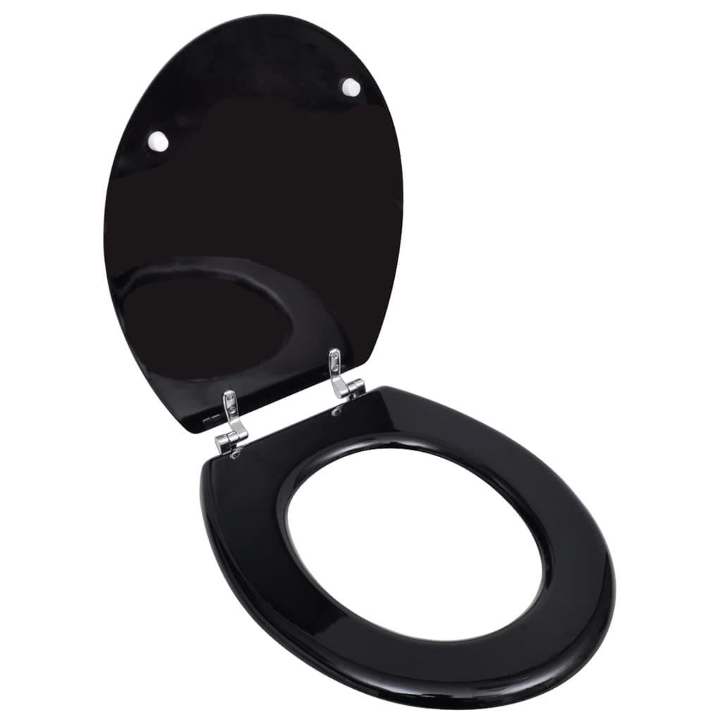 MDF Toilet Seat - Simple Design, Black - Bend