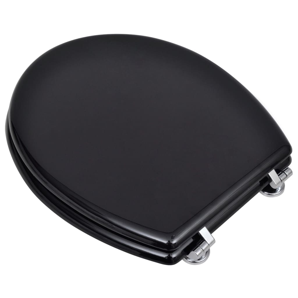 MDF Toilet Seat - Simple Design, Black - Bend