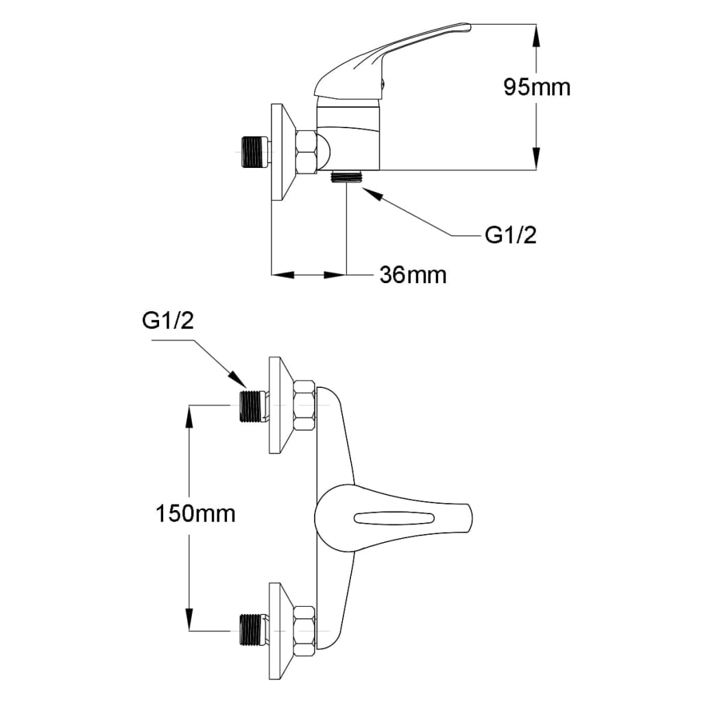 Bath Shower Mixer Tap Kit Chrome - Bend