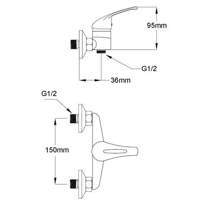 Bath Shower Mixer Tap Kit Chrome - Bend