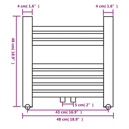 Bathroom Central Heating Towel Rail Radiator Straight 480 x 480 mm - Bend