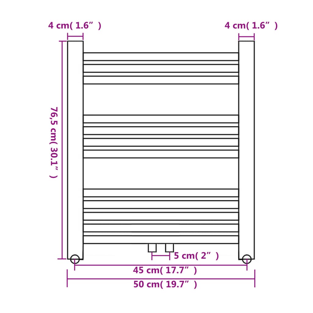 Bathroom Central Heating Towel Rail Radiator Straight 500 x 764 mm - Bend