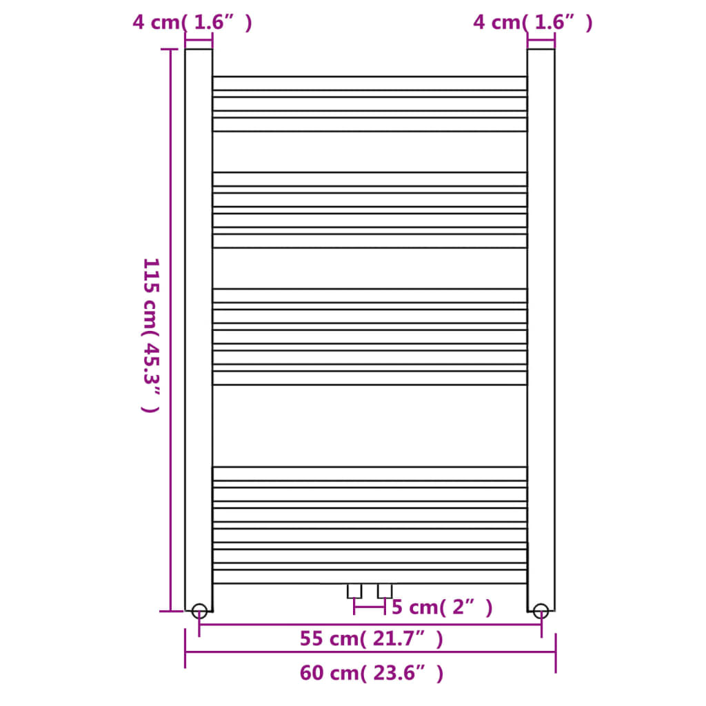 Bathroom Central Heating Towel Rail Radiator Straight - Bend