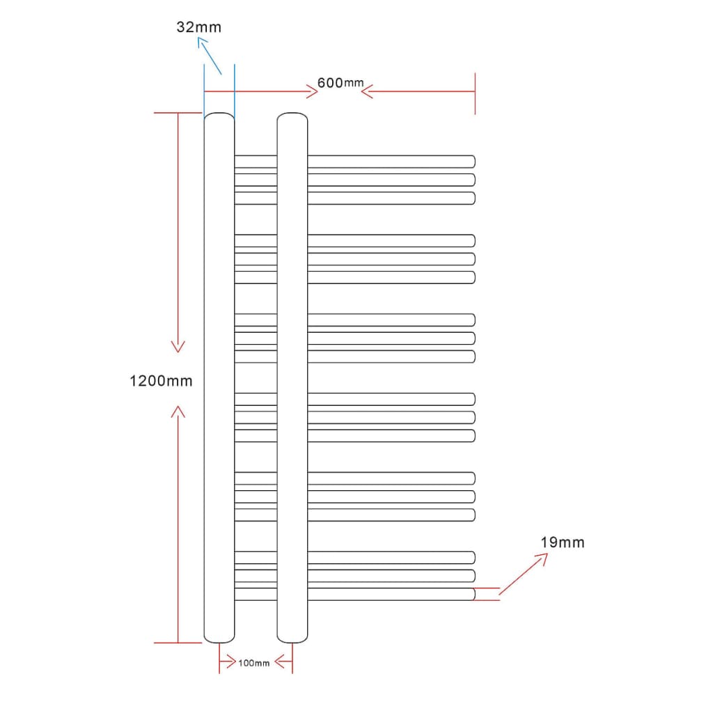 E-Shaped Bathroom Radiator Central Heating Towel Rail - Bend