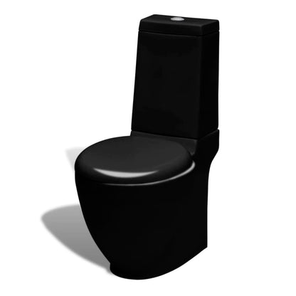 Stand Toilet & Bidet Set Black Ceramic