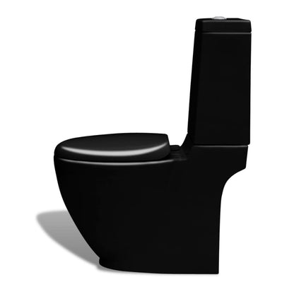 Stand Toilet & Bidet Set Black Ceramic