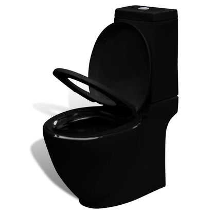 Stand Toilet & Bidet Set Black Ceramic