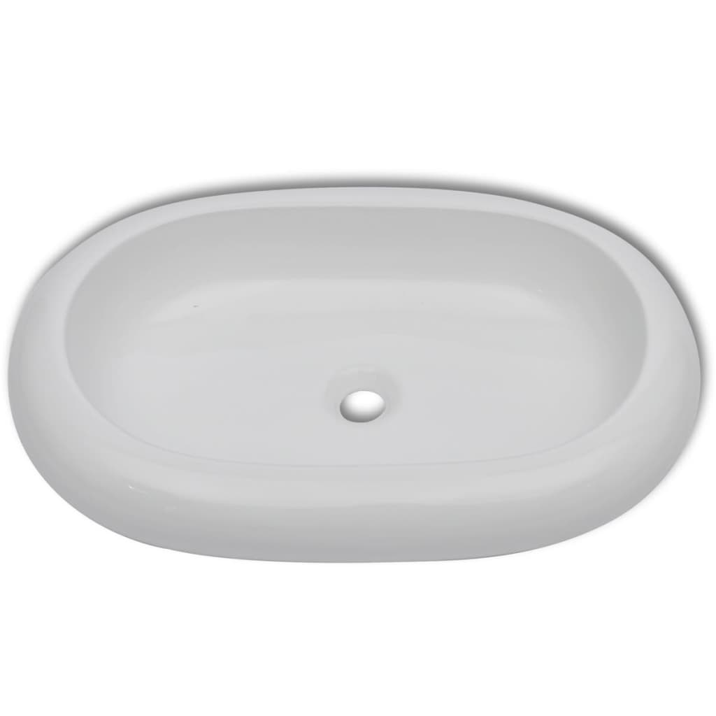 Luxury Ceramic Basin Oval-shaped Sink White 63 x 42 cm - Bend