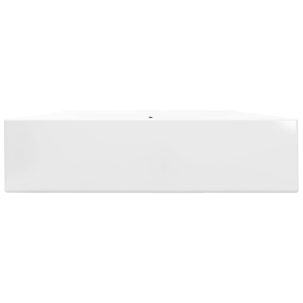 Rectangular Ceramic Basin Sink White with Faucet Hole 60x46 cm