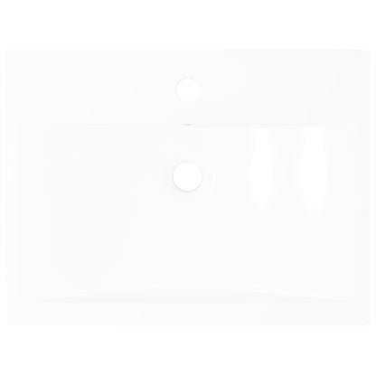 Rectangular Ceramic Basin Sink White with Faucet Hole 60x46 cm