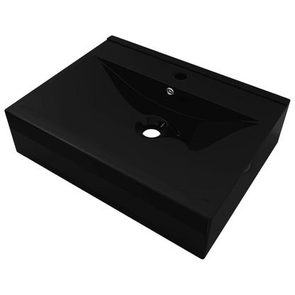 Rectangular Ceramic Basin Black with Faucet Hole 60x46 cm - Bend