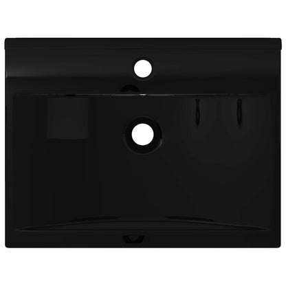 Rectangular Ceramic Basin Black with Faucet Hole 60x46 cm - Bend