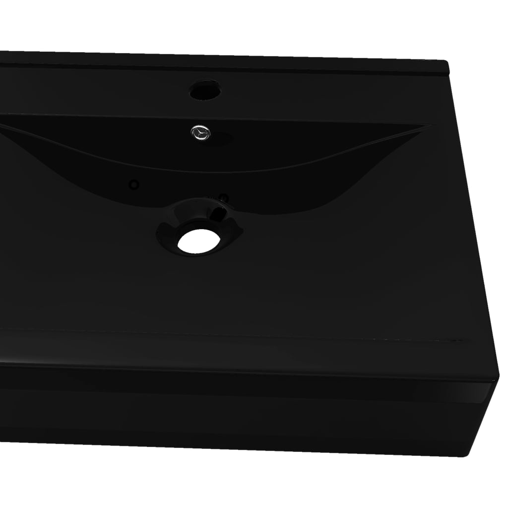 Rectangular Ceramic Basin Black with Faucet Hole 60x46 cm - Bend