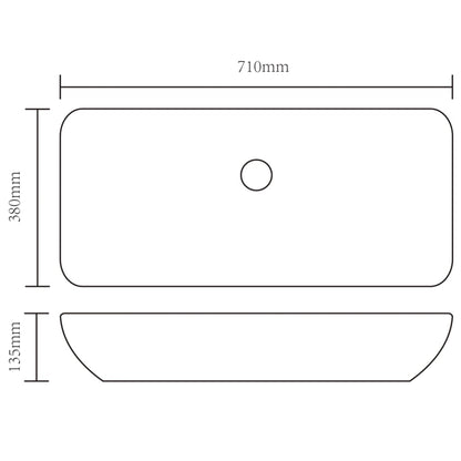 Luxury Ceramic Basin Rectangular Sink White 71 x 39 cm