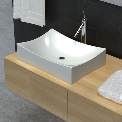 Bathroom Ceramic Porcelain Sink Art Basin White High Gloss - Bend