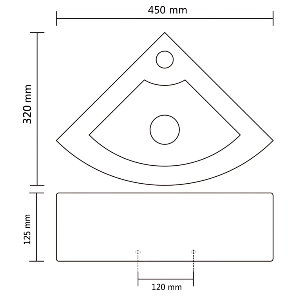 Wash Basin with Overflow 45x32x12.5 cm White - Bend