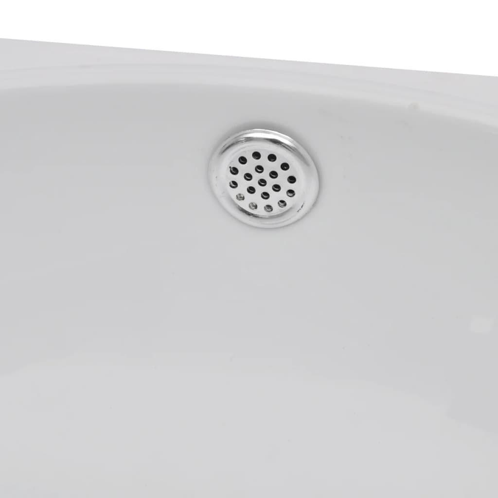 Ceramic Sink Basin Faucet & Overflow Hole Bathroom White - Bend