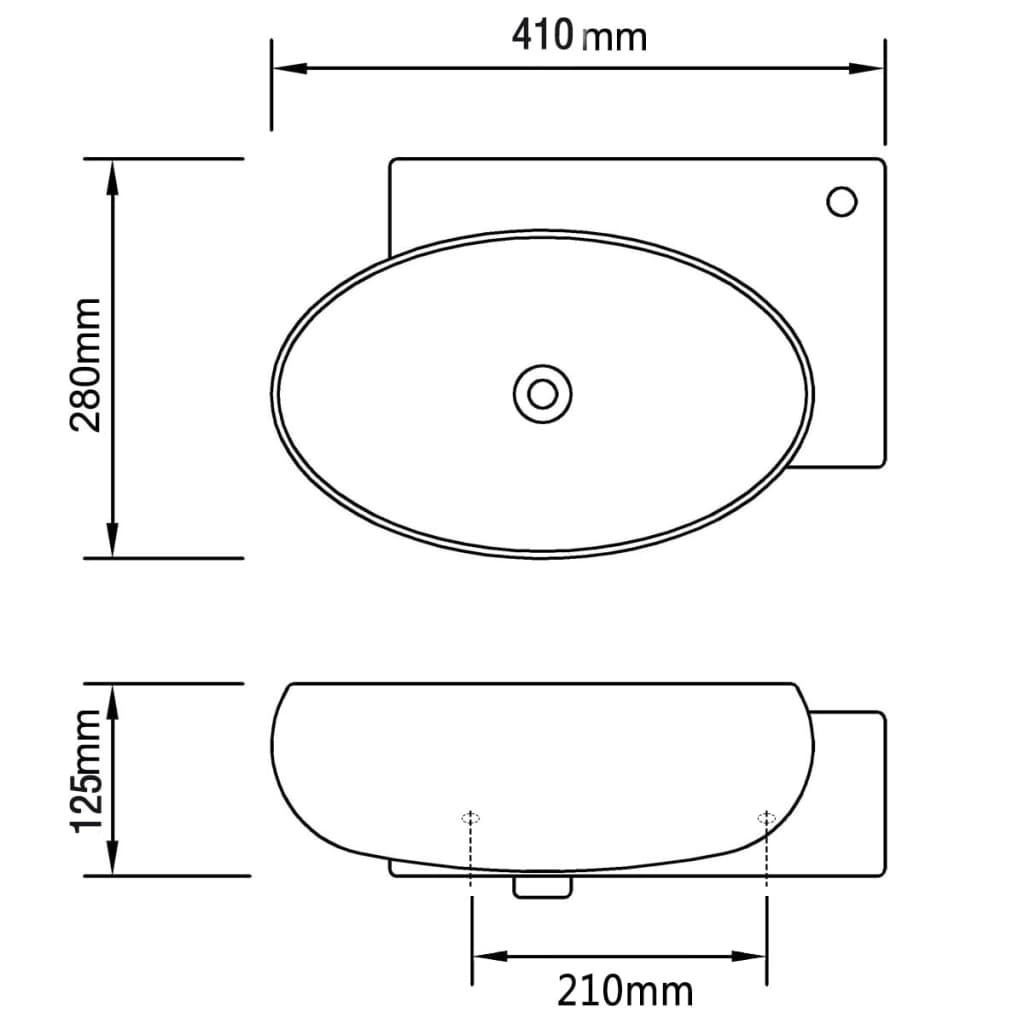 Ceramic Sink Basin Faucet & Overflow Hole Bathroom White - Bend