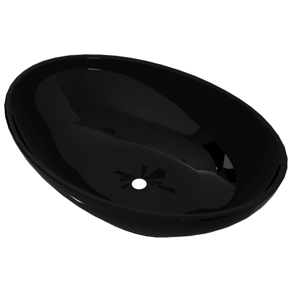 Luxury Ceramic Basin Oval-shaped Sink Black 40 x 33 cm - Bend