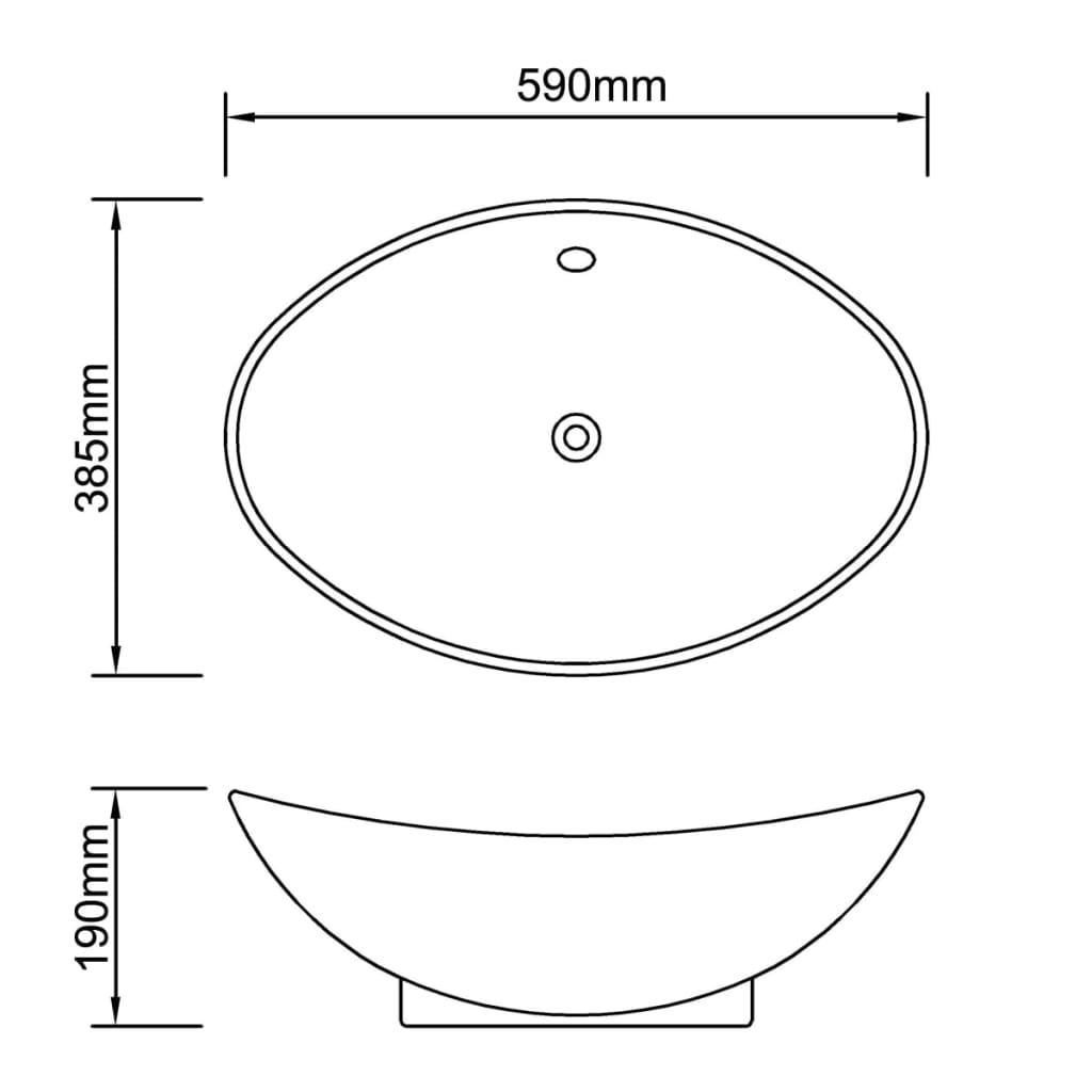 Luxury Ceramic Basin Oval with Overflow 59 x 38,5 cm - Bend