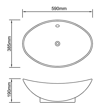 Luxury Ceramic Basin Oval with Overflow 59 x 38,5 cm - Bend