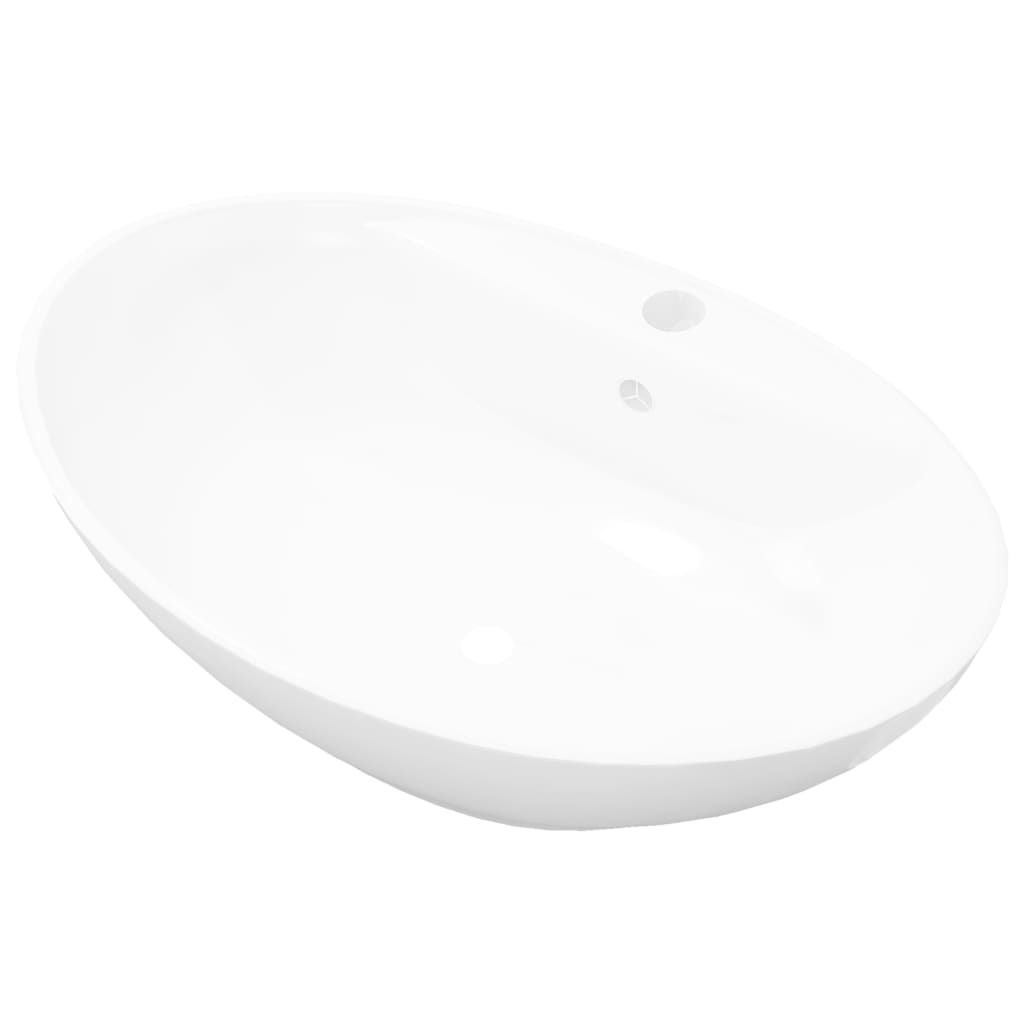 Luxury Ceramic Basin Oval with Overflow and Faucet Hole - Bend