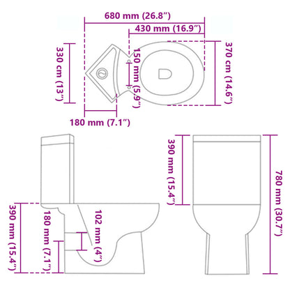 WC Ceramic Toilet Bathroom Corner Toilet White - Bend